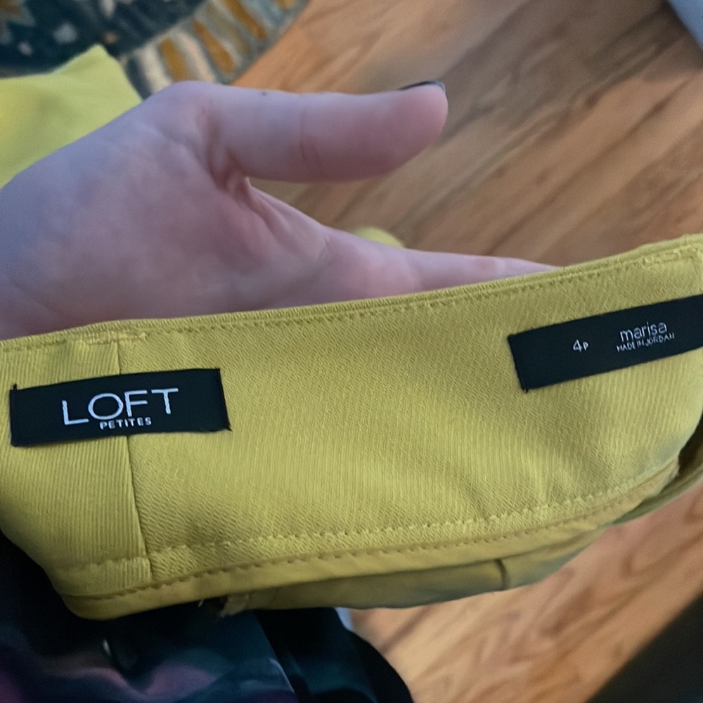 Loft High Waisted Mustard Yellow Paper Bag Pants Gem